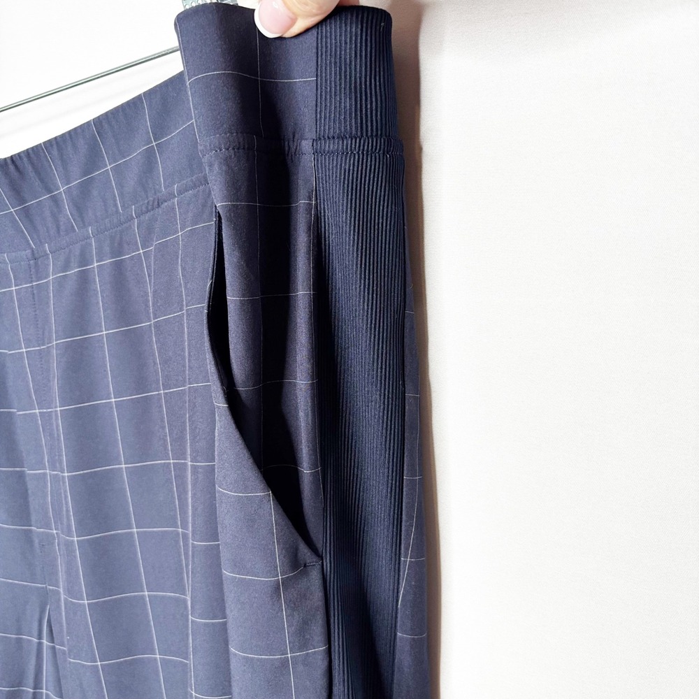 Athleta Brooklyn Textured Ankle Pant Size 26 Navy Windowpane Plaid Plus Size - Picture 5 of 10